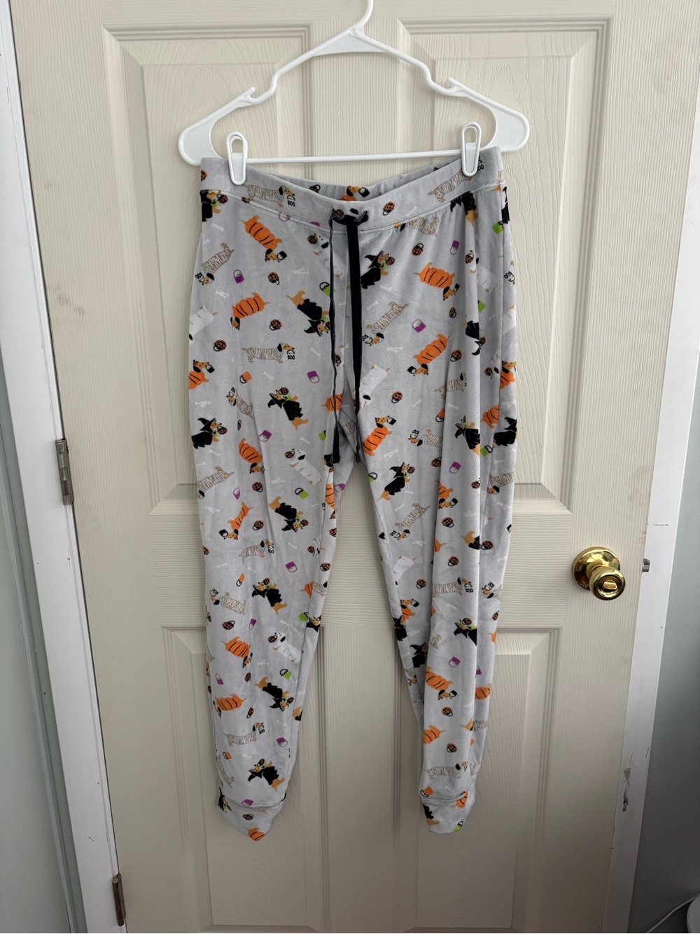 Gray Womens Weiner Dog Halloween Print Pajama Pants